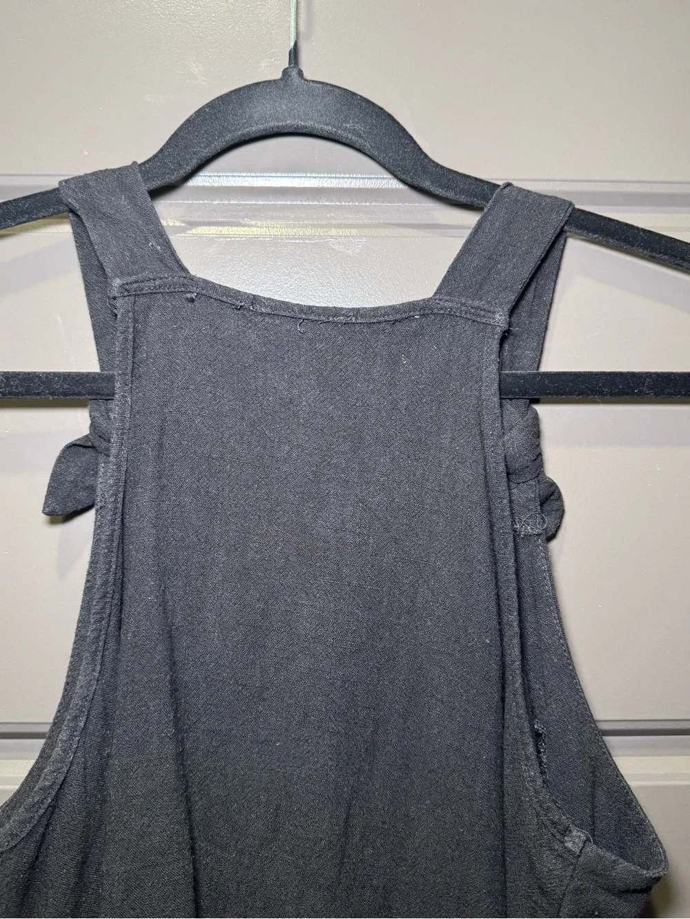 Knot-Shoulder Black Tank Top